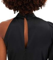 Stylish women's one-shoulder dress made of shiny satin, mini dress, satin dress 919324, black Stylish women's one-shoulder dress made of shiny satin, mini dress, satin dress 919324, black