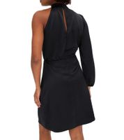 Stylish women's one-shoulder dress made of shiny satin, mini dress, satin dress 919324, black Stylish women's one-shoulder dress made of shiny satin, mini dress, satin dress 919324, black