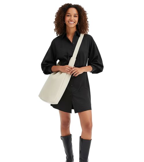 Fashionable women's mini dress with shirt collar, long-sleeved dress, 932396, black
