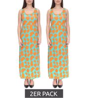 2-pack Aniston CASUAL women's jersey dress with colorful print, maxi dress, turquoise/orange 2-pack Aniston CASUAL women's jersey dress with colorful print, maxi dress, turquoise/orange
