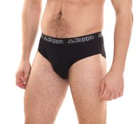 Lot de 3 slips Kappa pour homme avec sous-vêtement en coton stretch avec ceinture logo 711167 noir, bleu ou gris Lot de 3 slips Kappa pour homme avec sous-vêtement en coton stretch avec ceinture logo 711167 noir, bleu ou gris