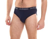 Lot de 3 slips Kappa pour homme avec sous-vêtement en coton stretch avec ceinture logo 711167 noir, bleu ou gris Lot de 3 slips Kappa pour homme avec sous-vêtement en coton stretch avec ceinture logo 711167 noir, bleu ou gris