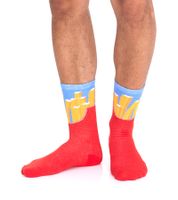 4 paia di calzini lunghi in cotone TASTIQ con stampa di patatine fritte, in un'elegante confezione regalo a forma di sacchetto per patatine fritte TAS/1/CSX2/FRI, rosso/giallo/nero/azzurro 4 paia di calzini lunghi in cotone TASTIQ con stampa di patatine fritte, in un'elegante confezione regalo a forma di sacchetto per patatine fritte TAS/1/CSX2/FRI, rosso/giallo/nero/azzurro