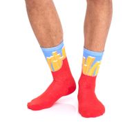 4 paia di calzini lunghi in cotone TASTIQ con stampa di patatine fritte, in un'elegante confezione regalo a forma di sacchetto per patatine fritte TAS/1/CSX2/FRI, rosso/giallo/nero/azzurro 4 paia di calzini lunghi in cotone TASTIQ con stampa di patatine fritte, in un'elegante confezione regalo a forma di sacchetto per patatine fritte TAS/1/CSX2/FRI, rosso/giallo/nero/azzurro