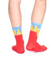 4 paia di calzini lunghi in cotone TASTIQ con stampa di patatine fritte, in un'elegante confezione regalo a forma di sacchetto per patatine fritte TAS/1/CSX2/FRI, rosso/giallo/nero/azzurro 4 paia di calzini lunghi in cotone TASTIQ con stampa di patatine fritte, in un'elegante confezione regalo a forma di sacchetto per patatine fritte TAS/1/CSX2/FRI, rosso/giallo/nero/azzurro