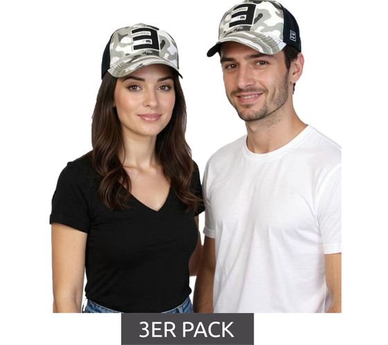 3-pack Eminem unisex trucker cap with logo embroidery in camouflage look baseball cap TC102253EMM black/white/gray
