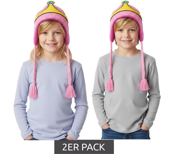2-Pack ADVENTURE TIME Princess Bonnibel Bubblegum Kids Beanie Hat with Braids KC0SXBADV Pink
