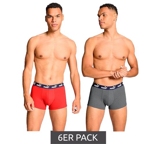6-Pack PUMA Everyday Basic Boxer Men's Cotton Boxer Shorts 701232894 003 Gray/Red