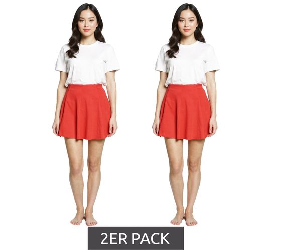 2-Pack Value Pack: COURSE Women's Mini Skirt, Jersey Skirt with Elastic Waistband, Flared Summer Skirt, Red