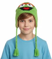 Pack de 3 gorros infantiles con trenzas de Oskar de la Basura de Barrio Sésamo, paquete económico, KC148220SES Verde Pack de 3 gorros infantiles con trenzas de Oskar de la Basura de Barrio Sésamo, paquete económico, KC148220SES Verde