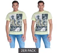 Confezione risparmio da 2 T-shirt da uomo COURSE con grande stampa di Muhammad Ali, girocollo in cotone, 900530 Giallo Confezione risparmio da 2 T-shirt da uomo COURSE con grande stampa di Muhammad Ali, girocollo in cotone, 900530 Giallo