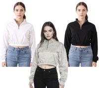 ZEGY Women's Crop Sweater Half Zip Long Sleeve Cotton Cropped Sweater 1073 in White, Black, or Silver ZEGY Women's Crop Sweater Half Zip Long Sleeve Cotton Cropped Sweater 1073 in White, Black, or Silver