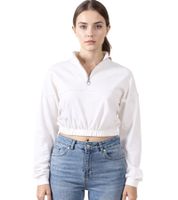 ZEGY Women's Crop Sweater Half Zip Long Sleeve Cotton Cropped Sweater 1073 in White, Black, or Silver ZEGY Women's Crop Sweater Half Zip Long Sleeve Cotton Cropped Sweater 1073 in White, Black, or Silver