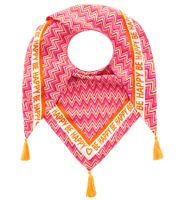 Foulard triangulaire ZWILLINGSHERZ à motif zigzag et imprimé « Be Happy », foulard tendance 3014D-0204-47 Rose/Orange Foulard triangulaire ZWILLINGSHERZ à motif zigzag et imprimé « Be Happy », foulard tendance 3014D-0204-47 Rose/Orange