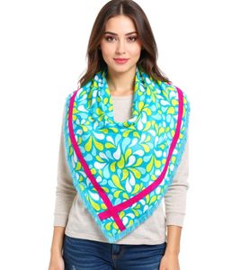 Bufanda triangular ZWILLINGSHERZ con flecos y estampado de gotas 3014D-0204-73 Azul/Verde/Rosa Bufanda triangular ZWILLINGSHERZ con flecos y estampado de gotas 3014D-0204-73 Azul/Verde/Rosa