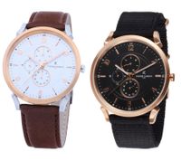 Pierre Cardin Men's Multi-Dial Analog Quartz Watch, 3 ATM, 44 mm, with a Leather Strap in Brown/Rose Gold/Silver or a Textile Strap in Black/Copper