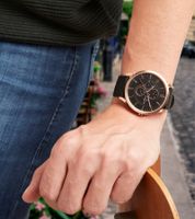 Pierre Cardin Men's Multi-Dial Analog Quartz Watch, 3 ATM, 44 mm, with a Leather Strap in Brown/Rose Gold/Silver or a Textile Strap in Black/Copper