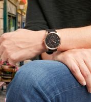 Pierre Cardin Men's Multi-Dial Analog Quartz Watch, 3 ATM, 44 mm, with a Leather Strap in Brown/Rose Gold/Silver or a Textile Strap in Black/Copper