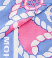 ZWILLINGSHERZ Steering Wheel Triangular Scarf in a Maritime Design with Moin Moin Lettering, Fashion Scarf 3014D-1011-8 Blue/Pink/White ZWILLINGSHERZ Steering Wheel Triangular Scarf in a Maritime Design with Moin Moin Lettering, Fashion Scarf 3014D-1011-8 Blue/Pink/White