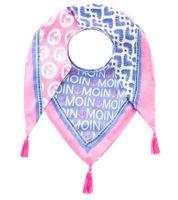 Bufanda triangular ZWILLINGSHERZ con estampados variados y diseño marítimo con letras Moin Moin, 3014D-0703-18 Azul/Rosa/Blanco Bufanda triangular ZWILLINGSHERZ con estampados variados y diseño marítimo con letras Moin Moin, 3014D-0703-18 Azul/Rosa/Blanco