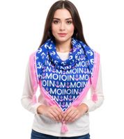 Sciarpa triangolare ZWILLINGSHERZ con ancora a cuore in stile marittimo e scritta Moin Moin, sciarpa alla moda 3014D-0703-89 Blu/Rosa/Bianco Sciarpa triangolare ZWILLINGSHERZ con ancora a cuore in stile marittimo e scritta Moin Moin, sciarpa alla moda 3014D-0703-89 Blu/Rosa/Bianco