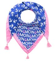 Sciarpa triangolare ZWILLINGSHERZ con ancora a cuore in stile marittimo e scritta Moin Moin, sciarpa alla moda 3014D-0703-89 Blu/Rosa/Bianco Sciarpa triangolare ZWILLINGSHERZ con ancora a cuore in stile marittimo e scritta Moin Moin, sciarpa alla moda 3014D-0703-89 Blu/Rosa/Bianco