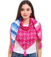 ZWILLINGSHERZ Scale Pattern Anchor Square Scarf with Anchors and Scales Fashion Scarf 3016Q-0712-6 Pink/Blue/White ZWILLINGSHERZ Scale Pattern Anchor Square Scarf with Anchors and Scales Fashion Scarf 3016Q-0712-6 Pink/Blue/White