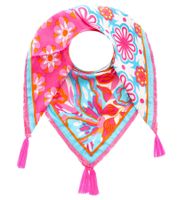 Sciarpa quadrata ZWILLINGSHERZ Flower Power con fiori retrò, sciarpa alla moda 3016Q-0609-88 Rosa/Turchese/Multicolore Sciarpa quadrata ZWILLINGSHERZ Flower Power con fiori retrò, sciarpa alla moda 3016Q-0609-88 Rosa/Turchese/Multicolore