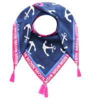 ZWILLINGSHERZ Strandglück Vierecks-Tuch mit Ankern und MOIN MOIN Schriftzug Mode-Tuch 3016Q-2907-5 Blau/Pink/Weiß ZWILLINGSHERZ Strandglück Vierecks-Tuch mit Ankern und MOIN MOIN Schriftzug Mode-Tuch 3016Q-2907-5 Blau/Pink/Weiß
