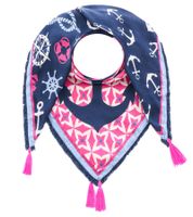 ZWILLINGSHERZ Sea Sun Sand Vierecks-Tuch mit Ankern und Steuerrädern Schriftzug Mode-Tuch 3016Q-0629-5 Blau/Pink/Weiß ZWILLINGSHERZ Sea Sun Sand Vierecks-Tuch mit Ankern und Steuerrädern Schriftzug Mode-Tuch 3016Q-0629-5 Blau/Pink/Weiß
