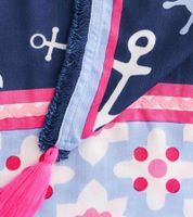ZWILLINGSHERZ Sea Sun Sand Vierecks-Tuch mit Ankern und Steuerrädern Schriftzug Mode-Tuch 3016Q-0629-5 Blau/Pink/Weiß ZWILLINGSHERZ Sea Sun Sand Vierecks-Tuch mit Ankern und Steuerrädern Schriftzug Mode-Tuch 3016Q-0629-5 Blau/Pink/Weiß