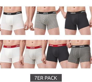 7-pack of LEVI'S men's cotton boxer shorts with colorful waistband accents in a gift box 701225625 003 Black/White/Red/Gray