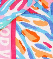 ZWILLINGSHERZ Coral Reef Square Scarf with Corals and Good Vibes Print, Fashion Scarf 3016Q-2907-21 Pink/Multicolored ZWILLINGSHERZ Coral Reef Square Scarf with Corals and Good Vibes Print, Fashion Scarf 3016Q-2907-21 Pink/Multicolored