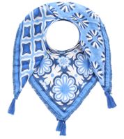 ZWILLINGSHERZ Be Happy Vierecks-Tuch mit Blumen und Ornamenten Mode-Tuch 3016Q-0609-89 Blau/Weiß ZWILLINGSHERZ Be Happy Vierecks-Tuch mit Blumen und Ornamenten Mode-Tuch 3016Q-0609-89 Blau/Weiß