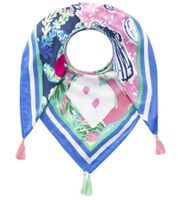 Sciarpa quadrata ZWILLINGSHERZ Sunny Day con conchiglie e fiori, sciarpa alla moda 3016Q-0803-84 Blu/Rosa/Multicolore Sciarpa quadrata ZWILLINGSHERZ Sunny Day con conchiglie e fiori, sciarpa alla moda 3016Q-0803-84 Blu/Rosa/Multicolore