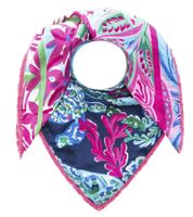 ZWILLINGSHERZ Dschungel Mix Vierecks-Tuch im Mustermix mit Schildkröten Blumen und Korallen Mode-Tuch 3016Q-0803-21 Pink/Grün/Blau