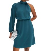 Elegante abito monospalla da donna. Abito primaverile in raso lucido. Abito da sera. 925469 in verde o 919324 in nero. Elegante abito monospalla da donna. Abito primaverile in raso lucido. Abito da sera. 925469 in verde o 919324 in nero.