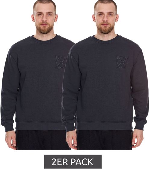 2-Pack STONES Men's Basic Sweater, Modern Cotton Sweater, Sweatshirt, Long-Sleeved Shirt, 400gsm, Dark Gray
