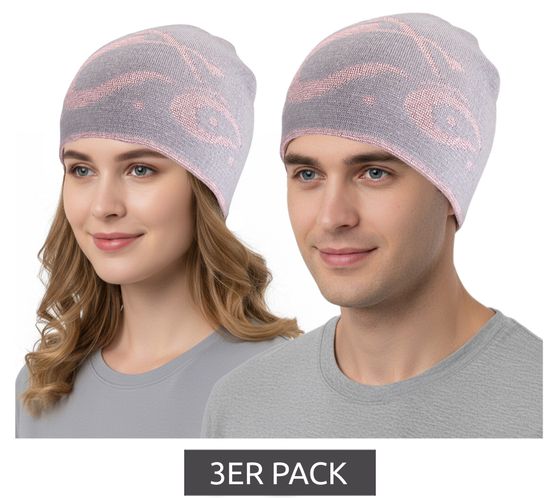 Orange County Choppers Beanie 3-Pack: Cozy Hat with Motorcycle Motif, Winter Hat, Fan Merchandise 4052OCC Gray/Pink