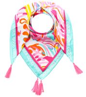 ZWILLINGSHERZ Blumentraum Vierecks-Tuch mit Blumen und Good Vibes Only Print Mode-Tuch 3016Q-0208-21 Pink/Türkis/Bunt ZWILLINGSHERZ Blumentraum Vierecks-Tuch mit Blumen und Good Vibes Only Print Mode-Tuch 3016Q-0208-21 Pink/Türkis/Bunt