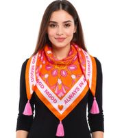 ZWILLINGSHERZ Always in a good mood Vierecks-Tuch mit Statement Print und Ornamenten Mode-Tuch 3016Q-0209-5 Pink/Orange ZWILLINGSHERZ Always in a good mood Vierecks-Tuch mit Statement Print und Ornamenten Mode-Tuch 3016Q-0209-5 Pink/Orange