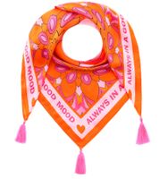 ZWILLINGSHERZ Always in a good mood Vierecks-Tuch mit Statement Print und Ornamenten Mode-Tuch 3016Q-0209-5 Pink/Orange ZWILLINGSHERZ Always in a good mood Vierecks-Tuch mit Statement Print und Ornamenten Mode-Tuch 3016Q-0209-5 Pink/Orange