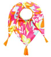 ZWILLINGSHERZ Flower Power Square Scarf with Retro-Look Flowers, Fashion Scarf 3016Q-0208-100 Pink/Multicolored ZWILLINGSHERZ Flower Power Square Scarf with Retro-Look Flowers, Fashion Scarf 3016Q-0208-100 Pink/Multicolored