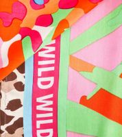 ZWILLINGSHERZ Square Scarf with Animal Print and WILD Lettering, Fashion Scarf 3016Q-0208-20 Pink/Multicolored ZWILLINGSHERZ Square Scarf with Animal Print and WILD Lettering, Fashion Scarf 3016Q-0208-20 Pink/Multicolored
