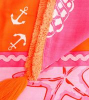 ZWILLINGSHERZ Sea Happiness Square Scarf with Maritime Motifs, Fashion Scarf 3016Q-0609-90 Orange/Pink/Multicolored ZWILLINGSHERZ Sea Happiness Square Scarf with Maritime Motifs, Fashion Scarf 3016Q-0609-90 Orange/Pink/Multicolored