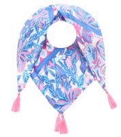 ZWILLINGSHERZ Hawaiian Flower Square Scarf with Flowers and Ornaments, Fashion Scarf 3016Q-2907-84 Blue/Pink/Multicolored ZWILLINGSHERZ Hawaiian Flower Square Scarf with Flowers and Ornaments, Fashion Scarf 3016Q-2907-84 Blue/Pink/Multicolored
