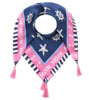 ZWILLINGSHERZ Anchor Moin Square Scarf with Anchors and Moin Lettering, Fashion Scarf 3016Q-0209-11 Pink/Blue/White ZWILLINGSHERZ Anchor Moin Square Scarf with Anchors and Moin Lettering, Fashion Scarf 3016Q-0209-11 Pink/Blue/White
