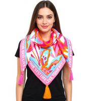 Foulard carré ZWILLINGSHERZ Best Life avec imprimé tendance et fleurs abstraites 3016Q-2907-51 Rose/Orange/Multicolore Foulard carré ZWILLINGSHERZ Best Life avec imprimé tendance et fleurs abstraites 3016Q-2907-51 Rose/Orange/Multicolore