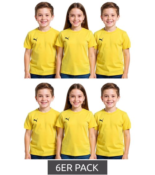 6-pack PUMA TeamGoal 23 Casual Kids' Sports Shirt for Boys & Girls, Cotton T-Shirt with Logo Embroidery, 656709 07 Yellow