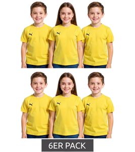 6-pack PUMA TeamGoal 23 Casual Kids' Sports Shirt for Boys & Girls, Cotton T-Shirt with Logo Embroidery, 656709 07 Yellow